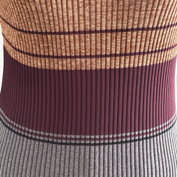STAUD Colleen Colorblock Rib Sweater Dress Sahara Stripe Striped Midi Bodycon M - Picture 9 of 9